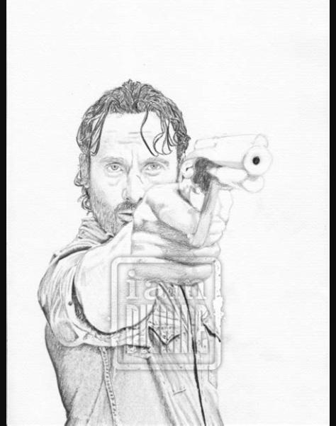 Rick Grimes Pencil Drawing The Walking Dead Fan Art | Etsy: Dibujar y Colorear Fácil con este Paso a Paso, dibujos de A Rick Grimes, como dibujar A Rick Grimes paso a paso para colorear