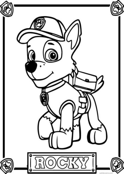 Dibujos de Patrulla Canina (Paw Patrol) para colorear: Aprende a Dibujar y Colorear Fácil, dibujos de A Rocky Paw Patrol, como dibujar A Rocky Paw Patrol paso a paso para colorear