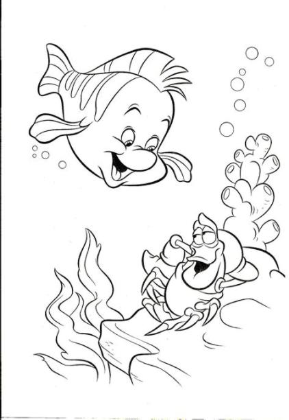 flounder and Sebastian | Sirena para colorear. Princesa: Dibujar y Colorear Fácil, dibujos de A Sebastian, como dibujar A Sebastian para colorear