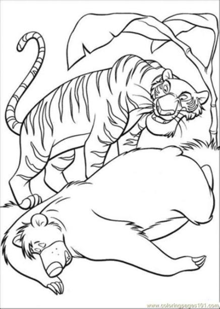 Baloo And Shere Khan Coloring Page for Kids - Free The: Dibujar y Colorear Fácil, dibujos de A Shere Khan, como dibujar A Shere Khan para colorear e imprimir