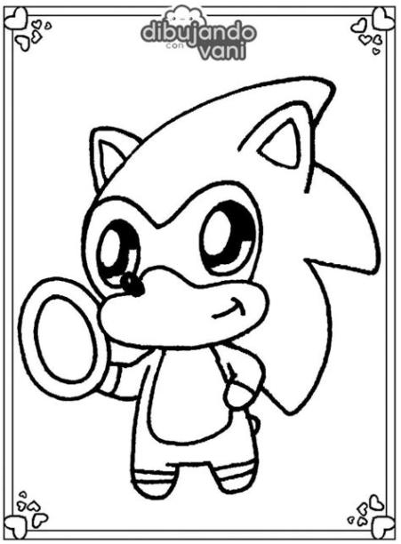 Dibujo de Sonic chibi para imprimir y colorear - Dibujando: Aprender a Dibujar y Colorear Fácil con este Paso a Paso, dibujos de A Sonic Kawaii, como dibujar A Sonic Kawaii para colorear e imprimir