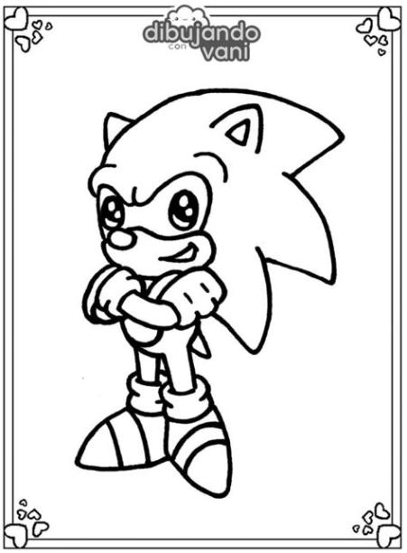 Dibujo de Sonic para imprimir y colorear - Dibujando con Vani: Aprender a Dibujar Fácil con este Paso a Paso, dibujos de A Sonic Kawaii, como dibujar A Sonic Kawaii para colorear