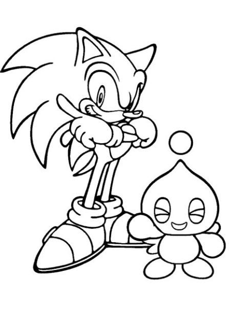 Dibujo para colorear - Sonic X y queso Chao: Dibujar Fácil, dibujos de A Sonic X, como dibujar A Sonic X paso a paso para colorear