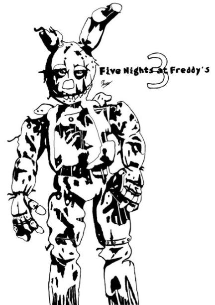 Springtrap Five Nights at Freddy's 3 A4 Hand by: Dibujar Fácil, dibujos de A Sprintrap, como dibujar A Sprintrap para colorear