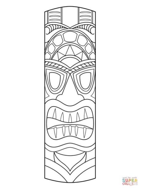 Dibujo de Máscara Tiki para colorear | Dibujos para: Aprender a Dibujar y Colorear Fácil, dibujos de A Tiki, como dibujar A Tiki paso a paso para colorear
