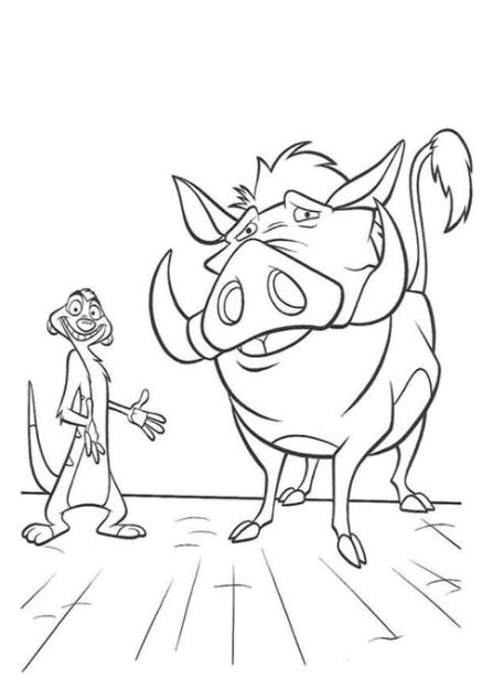 Timon y Pumba para colorear e imprimir: Aprende como Dibujar Fácil, dibujos de A Timon Y Pumba, como dibujar A Timon Y Pumba para colorear
