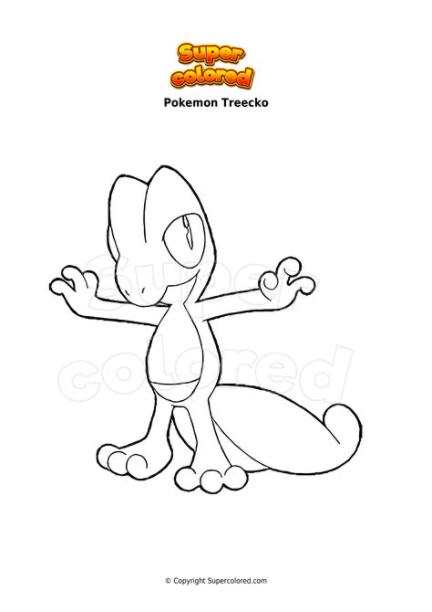 Dibujo para colorear Pokemon Treecko - Supercolored.com: Aprende a Dibujar y Colorear Fácil, dibujos de A Treecko, como dibujar A Treecko para colorear