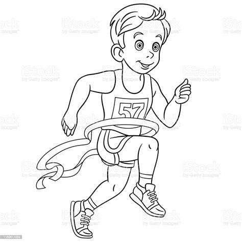 Ilustración de Página Para Colorear De Cartoon Boy: Aprende como Dibujar y Colorear Fácil, dibujos de A Un Atleta, como dibujar A Un Atleta para colorear