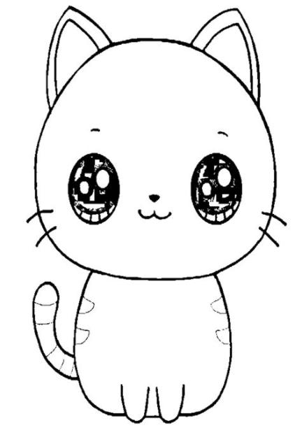 🥇 🥇 Dibujo de gatito kawaii para imprimir y colorear: Aprende como Dibujar y Colorear Fácil con este Paso a Paso, dibujos de A Un Gatito Kawaii, como dibujar A Un Gatito Kawaii paso a paso para colorear