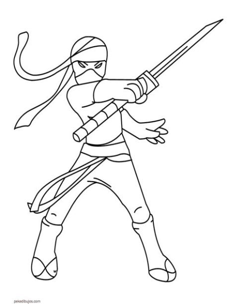 Dibujos de ninjas para colorear: Dibujar Fácil con este Paso a Paso, dibujos de A Un Ninja, como dibujar A Un Ninja para colorear e imprimir