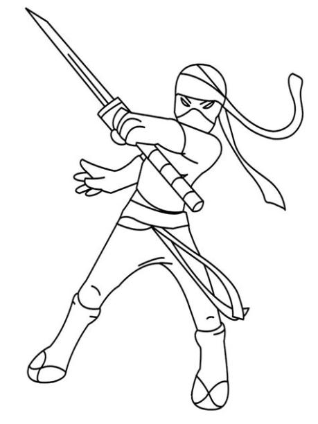 Dibujos animados para colorear – ninja. para niños: Aprender a Dibujar Fácil, dibujos de A Un Ninja, como dibujar A Un Ninja para colorear