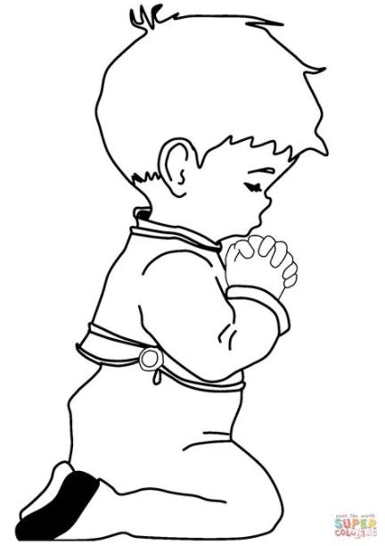 Dibujo de Niño orando para colorear | Dibujos para: Dibujar y Colorear Fácil con este Paso a Paso, dibujos de A Un Niño Rezando, como dibujar A Un Niño Rezando para colorear e imprimir