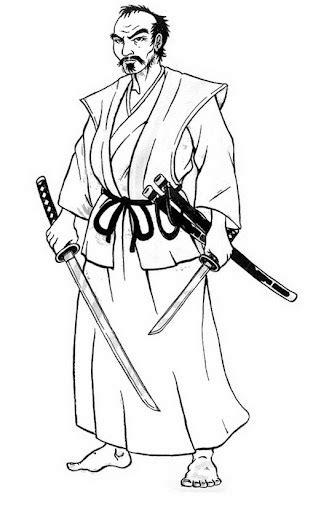 Dibujo para colorear de un samurai: Aprender como Dibujar y Colorear Fácil, dibujos de A Un Samurai, como dibujar A Un Samurai paso a paso para colorear