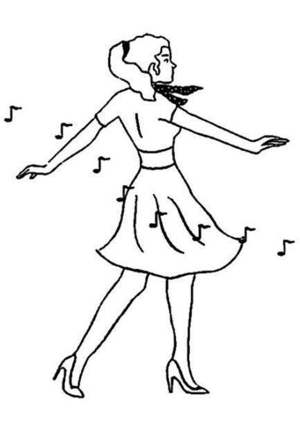Coloring page dancing girl | Coloring pages. Mini drawings: Aprender a Dibujar Fácil, dibujos de A Una Persona Bailando, como dibujar A Una Persona Bailando para colorear