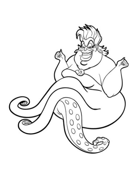 Dibujos de La Sirenita para colorear. Imprimir para niñas: Dibujar Fácil, dibujos de A Ursula, como dibujar A Ursula paso a paso para colorear