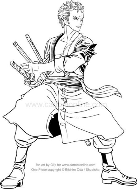 Dibujo de Roronoa Zoro di One Piece para colorear: Aprender a Dibujar y Colorear Fácil con este Paso a Paso, dibujos de A Zorro Ronoa, como dibujar A Zorro Ronoa paso a paso para colorear