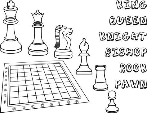 Clipart - Chess coloring book / Dibujo Ajedrez para: Dibujar y Colorear Fácil, dibujos de Ajedrez, como dibujar Ajedrez paso a paso para colorear