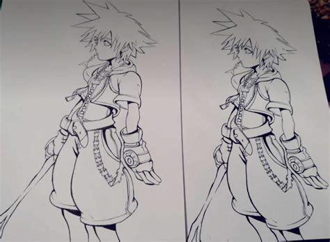 Dibujo: Sora Kingdom Hearts 1 [Práctica de acuarela: Aprende como Dibujar Fácil, dibujos de Al Estilo Kingdom Hearts, como dibujar Al Estilo Kingdom Hearts paso a paso para colorear