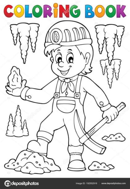 Libro para colorear minero tema imagen 1 — Archivo: Dibujar Fácil, dibujos de Al Minero, como dibujar Al Minero para colorear e imprimir