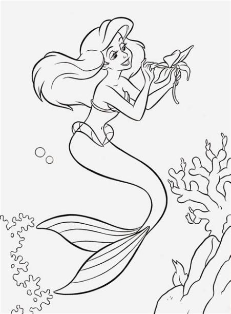 Dibujos de Ariel (La Sirenita) para colorear - Colorear24.com: Aprender a Dibujar y Colorear Fácil, dibujos de Ala Sirenita Ariel, como dibujar Ala Sirenita Ariel para colorear e imprimir