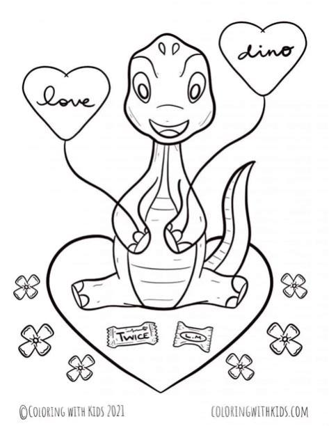 Página para colorear de dinosaurios de San Valentín: Aprender a Dibujar Fácil, dibujos de Algo Para San Valentin, como dibujar Algo Para San Valentin para colorear e imprimir
