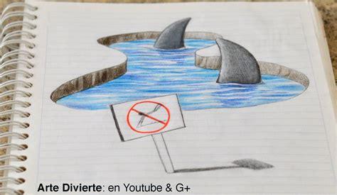 ¡Dibujando tiburones 3D en mi cuaderno! - Dibujo: Aprender a Dibujar Fácil, dibujos de Anamorfico, como dibujar Anamorfico paso a paso para colorear