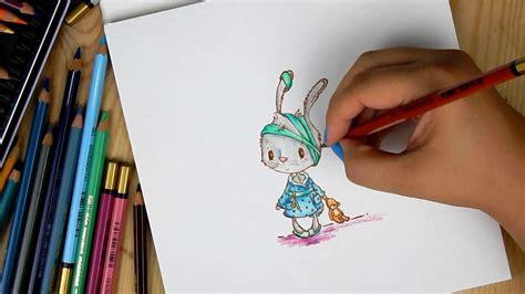Conejito coloreado con lápices acuarelables: Aprende a Dibujar Fácil con este Paso a Paso, dibujos de Animales Con Lapices De Colores, como dibujar Animales Con Lapices De Colores para colorear e imprimir