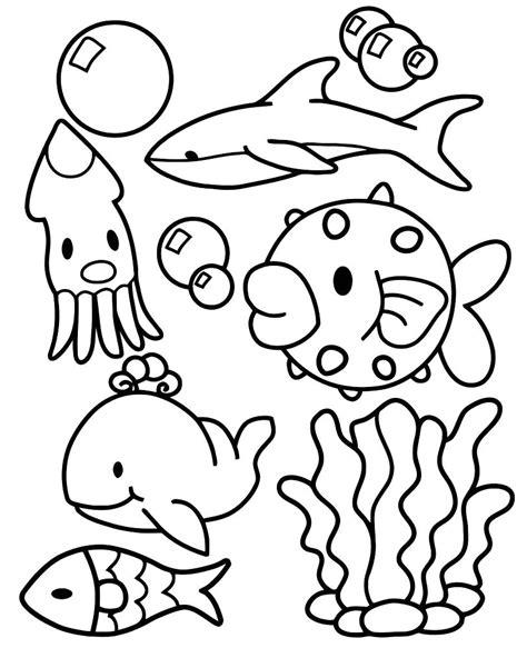 Dibujos animales marinos para colorear e imprimir: Dibujar y Colorear Fácil, dibujos de Animales Marinos Para Niños, como dibujar Animales Marinos Para Niños paso a paso para colorear