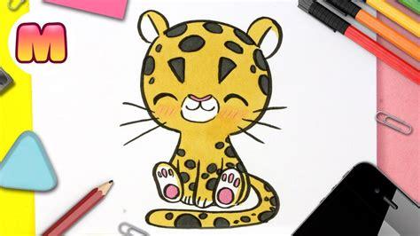 COMO DIBUJAR UN LEOPARDO KAWAII - Dibujos kawaii faciles: Aprender a Dibujar Fácil, dibujos de Animales Muy Kawaii, como dibujar Animales Muy Kawaii paso a paso para colorear
