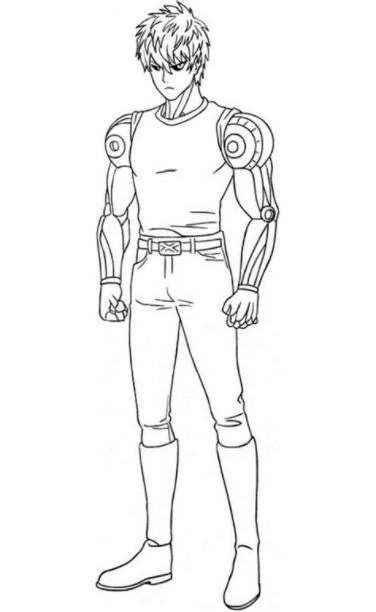 Genos Es Un Demonio Cyborg para colorear. imprimir e: Dibujar y Colorear Fácil, dibujos de Anime Basico, como dibujar Anime Basico paso a paso para colorear