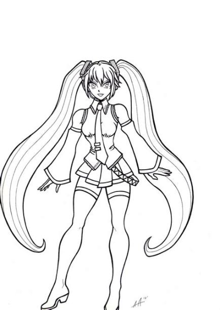 Hatsune Miku Para Colorir~chibi hatsune miku para colorir: Dibujar Fácil con este Paso a Paso, dibujos de Anime Miku, como dibujar Anime Miku para colorear