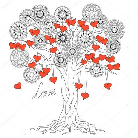 Árbol de Zen del amor con mandalas — Vector de stock: Dibujar y Colorear Fácil, dibujos de Arbol De La Vida Cabala, como dibujar Arbol De La Vida Cabala para colorear