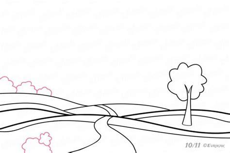Cómo dibujar un paisaje de verano con lápices de colores: Aprende a Dibujar Fácil con este Paso a Paso, dibujos de Arboles De Lejos, como dibujar Arboles De Lejos paso a paso para colorear