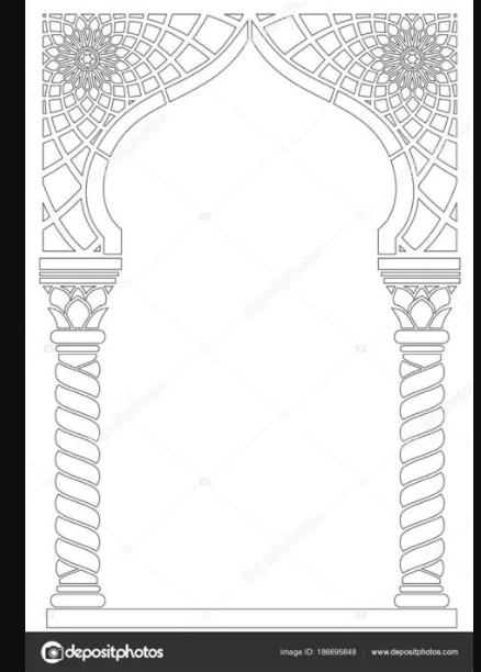Colorante contorneante del arco de estilo árabe: Aprender a Dibujar Fácil con este Paso a Paso, dibujos de Arco Apuntado, como dibujar Arco Apuntado paso a paso para colorear