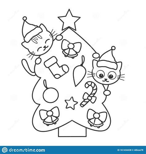 Dibujo De Un árbol De Navidad Blanco Y Negro Con Gatos: Aprender a Dibujar y Colorear Fácil con este Paso a Paso, dibujos de Arte Divierte Un Arbol, como dibujar Arte Divierte Un Arbol paso a paso para colorear