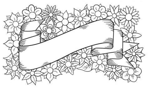 Frontera de flor para colorear — Archivo Imágenes: Dibujar Fácil, dibujos de Banner, como dibujar Banner para colorear