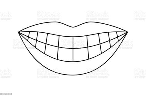 Ilustración de Sonrisa Saludable De Línea Arte Blanco Y: Dibujar y Colorear Fácil, dibujos de Bocas Sonriendo, como dibujar Bocas Sonriendo para colorear e imprimir