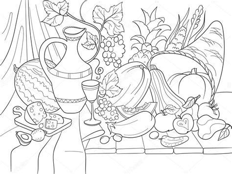 Imágenes: bodegon de frutas dibujo | Frutas y verduras la: Dibujar Fácil con este Paso a Paso, dibujos de Bodegones, como dibujar Bodegones para colorear