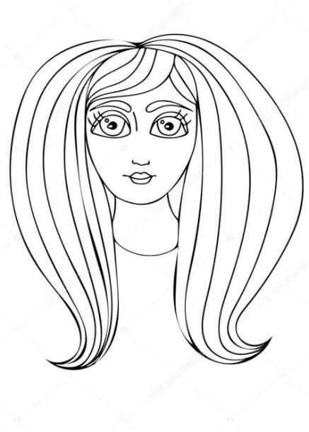 Mujer de ilustración dibujado mano de vector con el pelo: Aprende como Dibujar y Colorear Fácil, dibujos de Cabello Largo, como dibujar Cabello Largo paso a paso para colorear