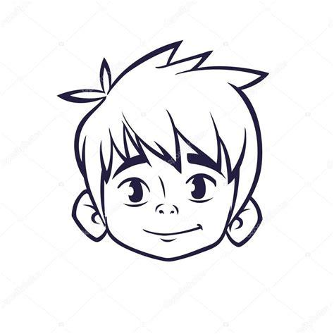 Contorno cabeza del niño feliz de dibujos animados: Aprender a Dibujar y Colorear Fácil, dibujos de Cabeza Anime, como dibujar Cabeza Anime para colorear e imprimir