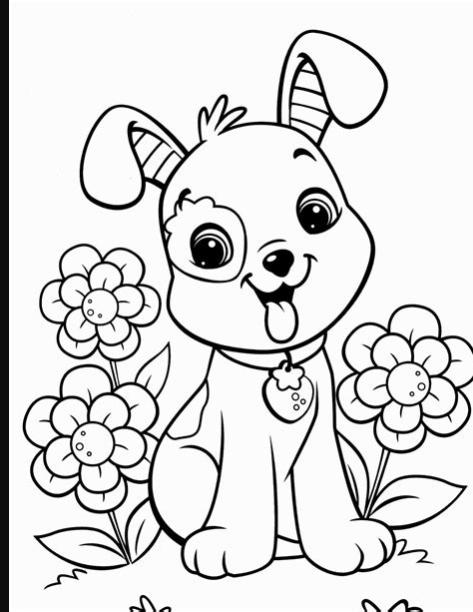 Perros para colorear para niños. Imprimir en línea gratis!: Dibujar y Colorear Fácil con este Paso a Paso, dibujos de Cachorros De Perros, como dibujar Cachorros De Perros para colorear