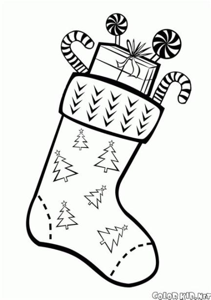 Dibujo para colorear - Calcetines de Navidad: Aprende a Dibujar y Colorear Fácil con este Paso a Paso, dibujos de Calcetines De Navidad, como dibujar Calcetines De Navidad para colorear e imprimir