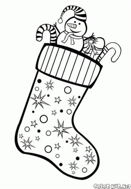 Dibujo para colorear - Calcetines de Navidad: Dibujar Fácil con este Paso a Paso, dibujos de Calcetines De Navidad, como dibujar Calcetines De Navidad paso a paso para colorear