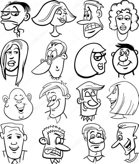 Rostros de personajes de la gente de dibujos animados: Dibujar y Colorear Fácil, dibujos de Caras De Comic, como dibujar Caras De Comic para colorear e imprimir