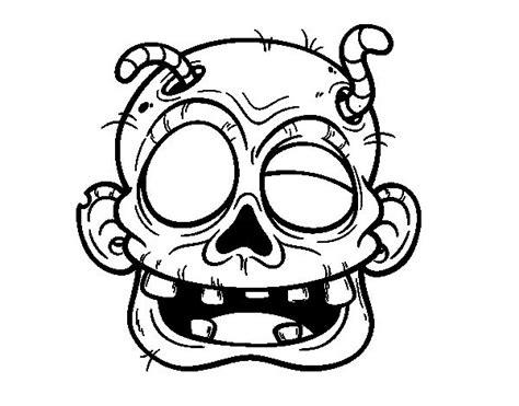 Dibujo de Cara de zombie con gusanos para colorear: Aprende como Dibujar y Colorear Fácil, dibujos de Caras Terrorificas, como dibujar Caras Terrorificas para colorear