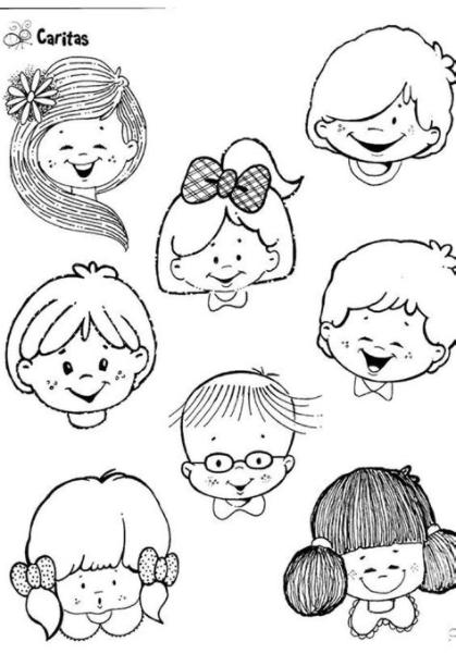 Caras de niños | Caritas para colorear. Caras de niños: Dibujar y Colorear Fácil, dibujos de Caritas De Niños, como dibujar Caritas De Niños para colorear