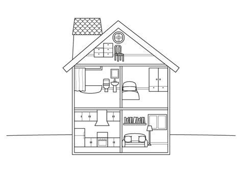 Casa de muñecas: dibujo para colorear e imprimir: Aprender a Dibujar y Colorear Fácil, dibujos de Casas Por Dentro, como dibujar Casas Por Dentro para colorear