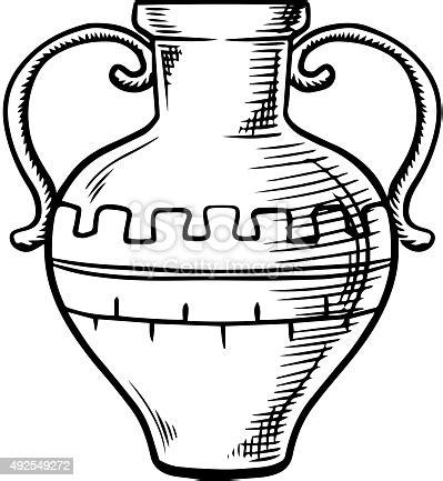 Ancient Isolated Amphora Icon Sketch Stock Vector Art: Aprende a Dibujar y Colorear Fácil con este Paso a Paso, dibujos de Ceramica Arqueologica, como dibujar Ceramica Arqueologica para colorear e imprimir