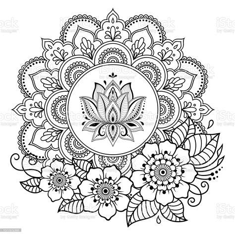 Imagen de Patrón circular en forma de mandala con flor de: Aprende como Dibujar Fácil con este Paso a Paso, dibujos de Con Henna, como dibujar Con Henna para colorear e imprimir