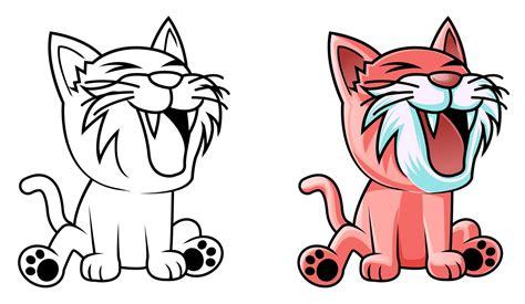 Página para colorear de dibujos animados de gato kawaii: Aprende como Dibujar y Colorear Fácil con este Paso a Paso, dibujos de Con Vectores En Illustrator, como dibujar Con Vectores En Illustrator paso a paso para colorear